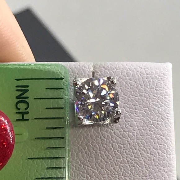 Sterling Silver 925 Cubic Zircon Stud Earrings - Picture 2 of 5